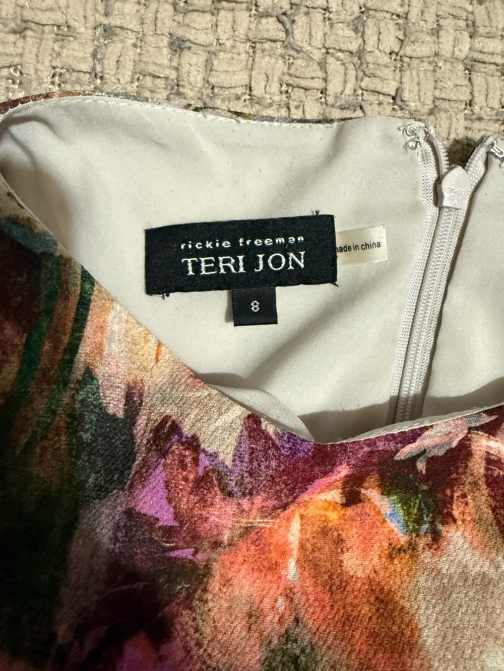 Rickie Freeman for Teri Jon Multicolor Floral Watercolor Midi Dress - Picture 7 of 8